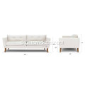 Emil Quartz White Fabric Sofa für Wohnzimmer